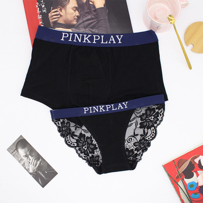 direct deal new pattern Couple underwear suit pure cotton sexy Lace Flat angle Briefs wholesale