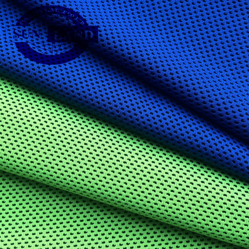 针织运动功能巾feelcool涤锦100%冷感冰凉丝双色双染蜂巢网眼布