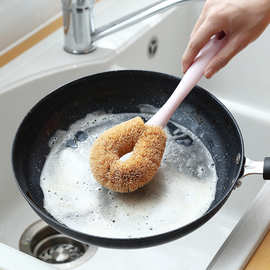 厂家直销厨房清洁刷长柄棕毛刷子家用洗锅洗碗刷椰棕锅刷一件代发