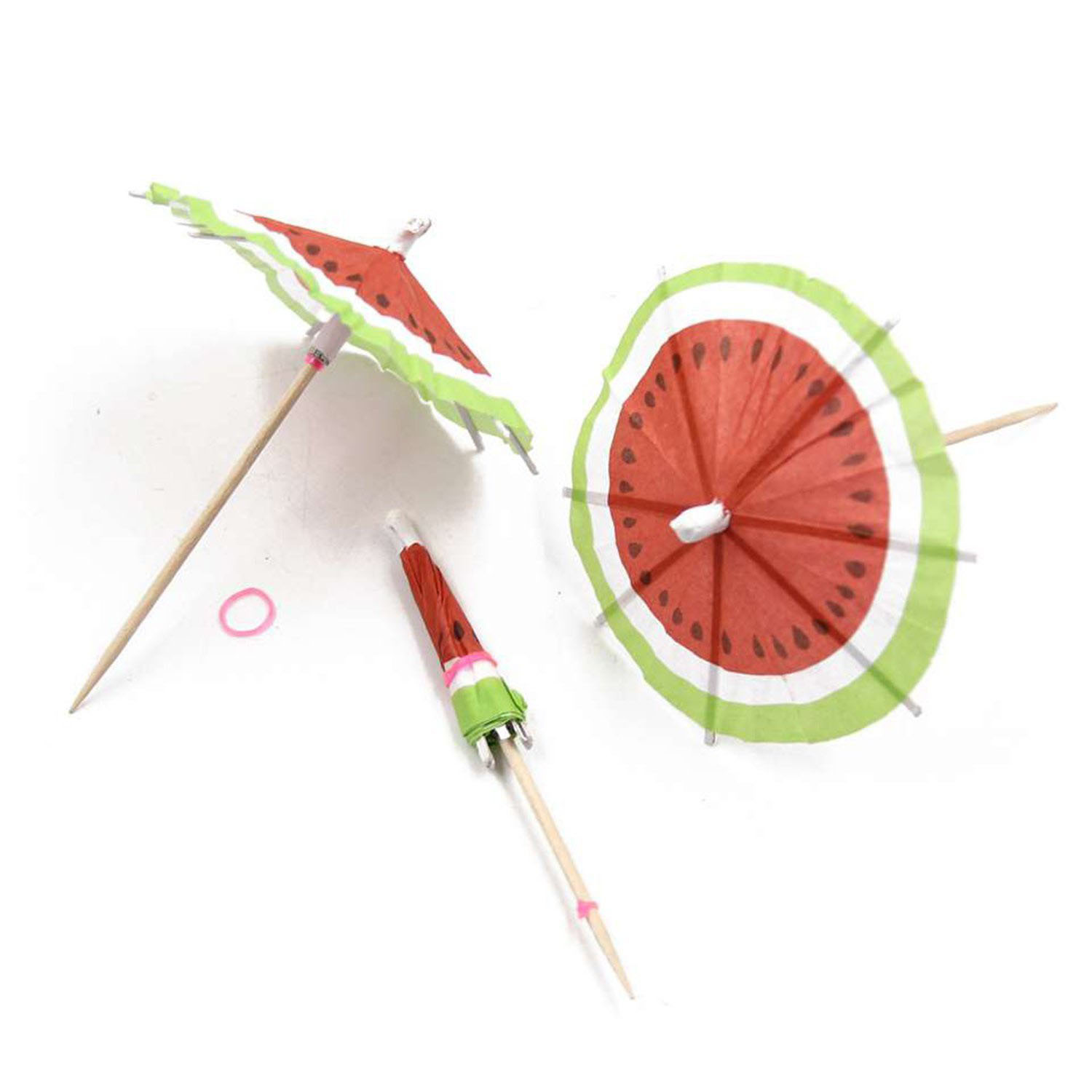 Desechable pastel pequeño paraguas palo de madera palo de fruta bambú cóctel decoración paraguas palo