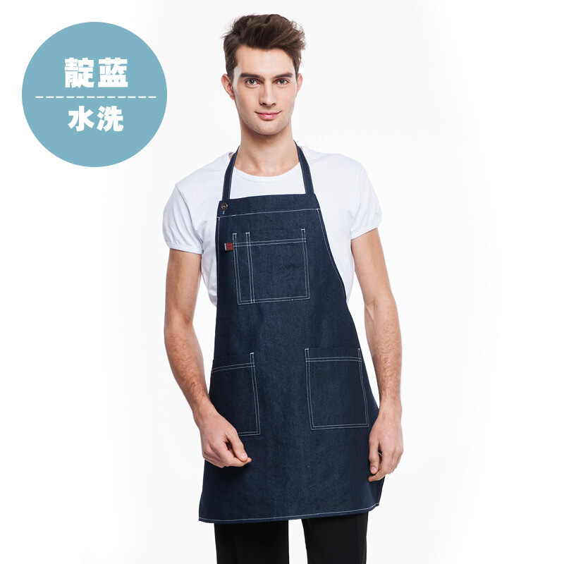 Delantal de mezclilla Cocina cocina casera cintura hombres y mujeres de estilo coreano moda leche té cafetería ropa de trabajo personalización
