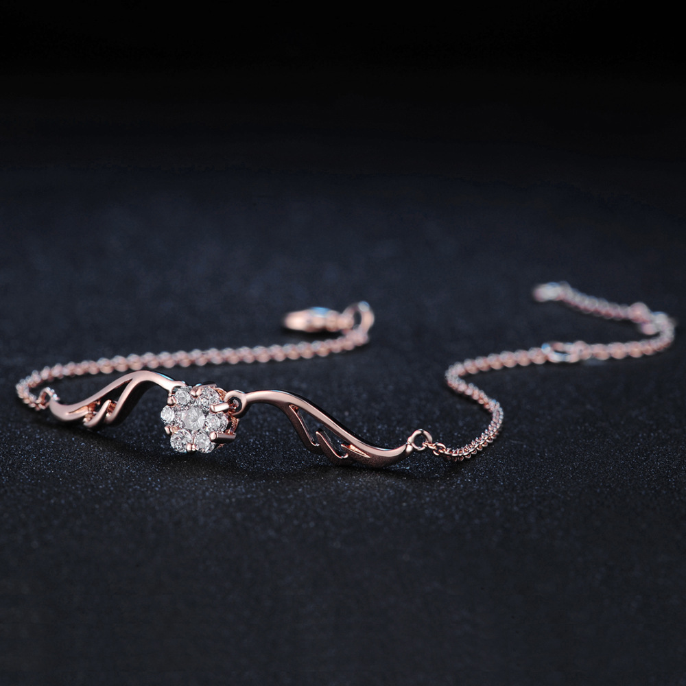 Fashion Heart Shape Bow Knot Copper Plating Zircon Bracelets 1 Piece