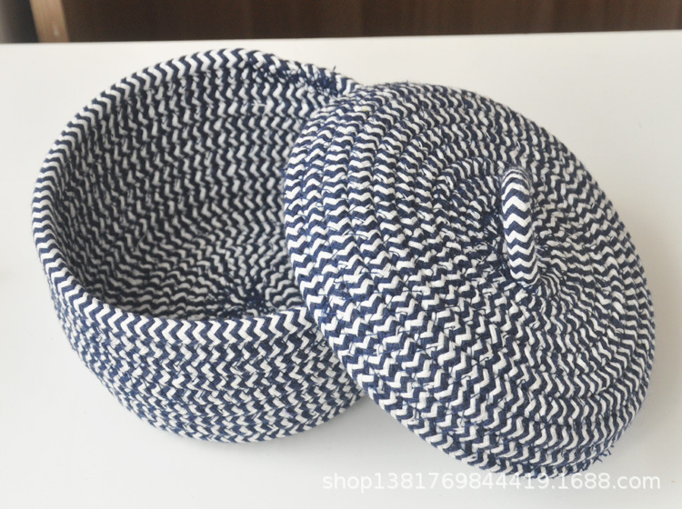 棉线筐 带盖 多彩色