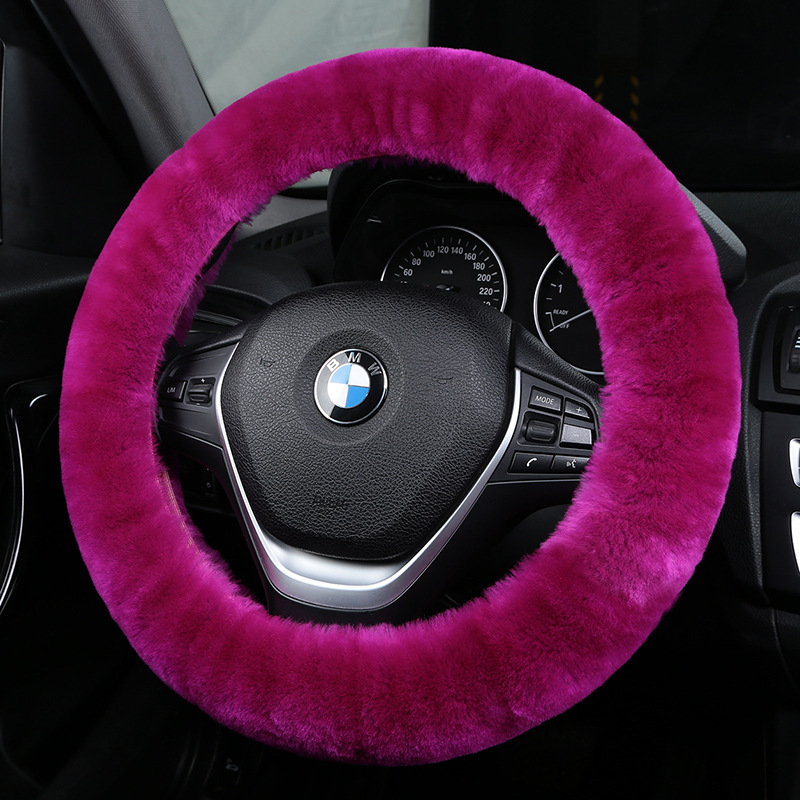 100%澳洲纯羊毛方向盘套 整皮羊毛把套 冬季长短毛真毛方向盘套|ru