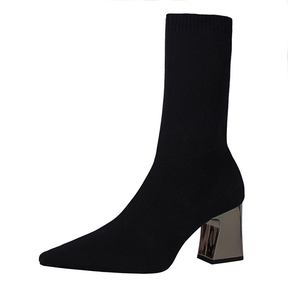 336-7 European American Style Fashionable Simple Women's With Chunky High Heels, Pointed Toe, Slimming And Sexy_vogvips.com