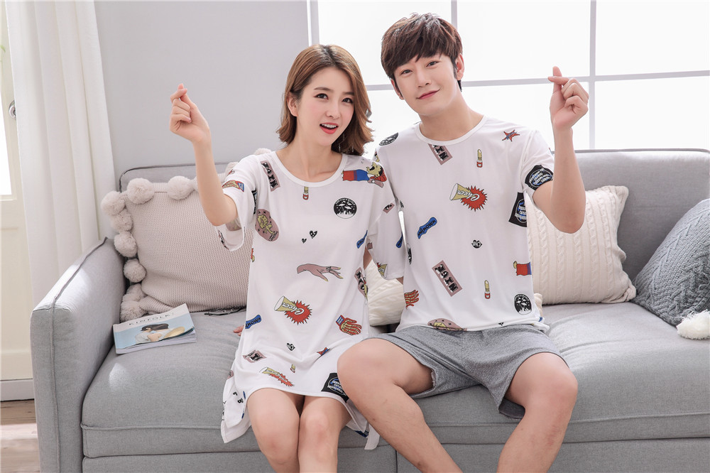 Cute Casual Style Short Sleeves Round Collar Polyester Lover’s Clothes Pajamas display picture 48