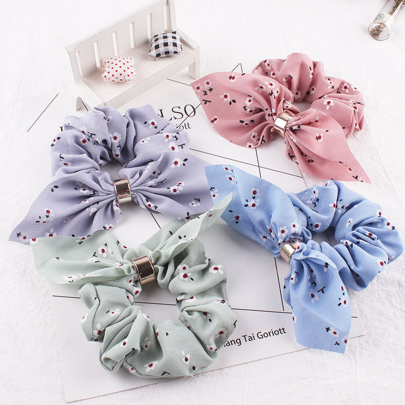 New Fashion Rabbit Ears Hair Rope Chiffon Metal Buckle Cheap Hair Ring Wholesale display picture 8