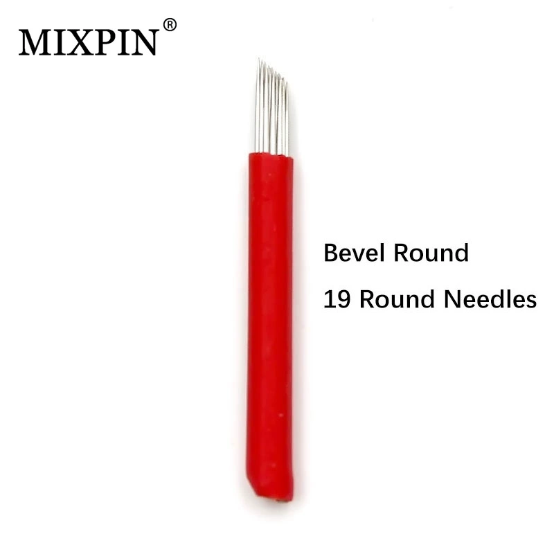 MIXPIN Корейская Полуперманентная игла для бровей кусок красная кожа косой рот круглая 19 игла ручная противотуманная игла