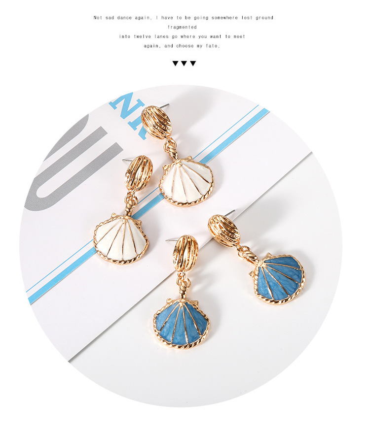 Shell Pattern 1 Pair Simple Style Shell Plating Alloy Drop Earrings