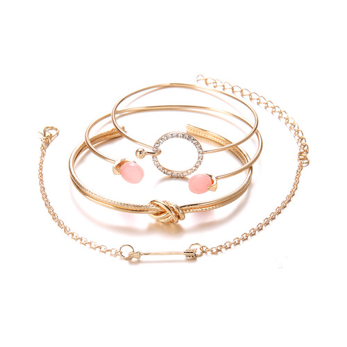 European and American simple style simple female personality knotted ring circle diamond arrow bracelet bracelet four-piece set bracelet