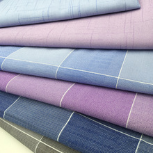 高档时装印花 55聚酯纤维 25棉 100DTY*32S竹节 格子衬衫面料