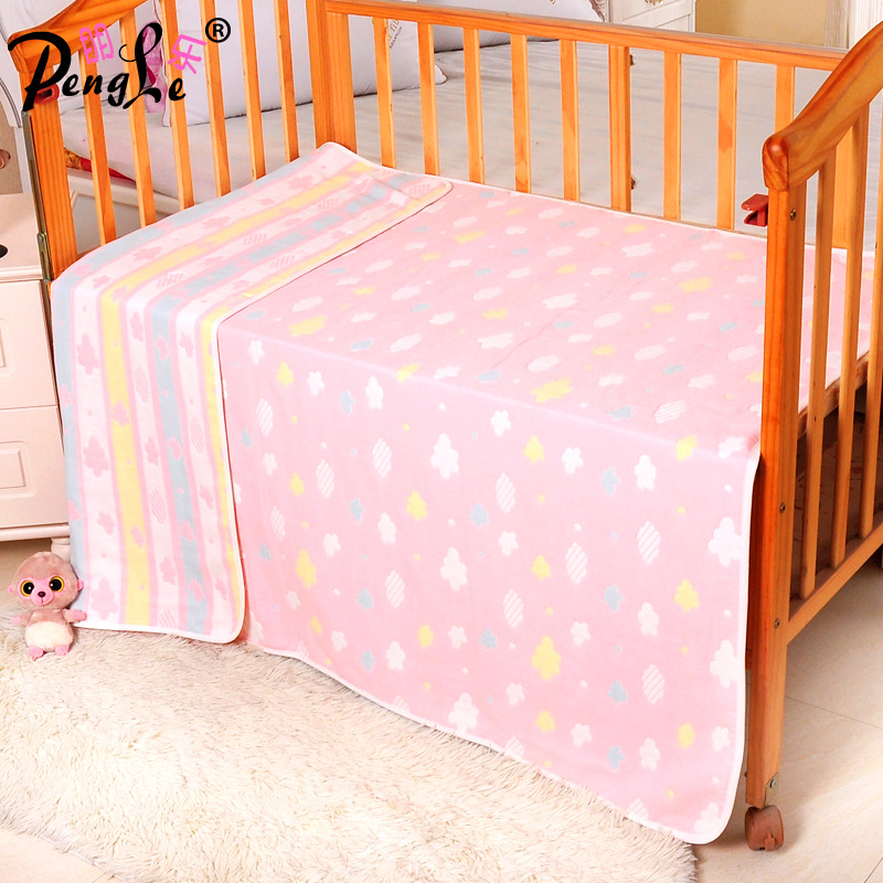 棉創純棉纖維嬰兒童被提花六層紗布浴巾80*80毛巾被禮品壹件代發