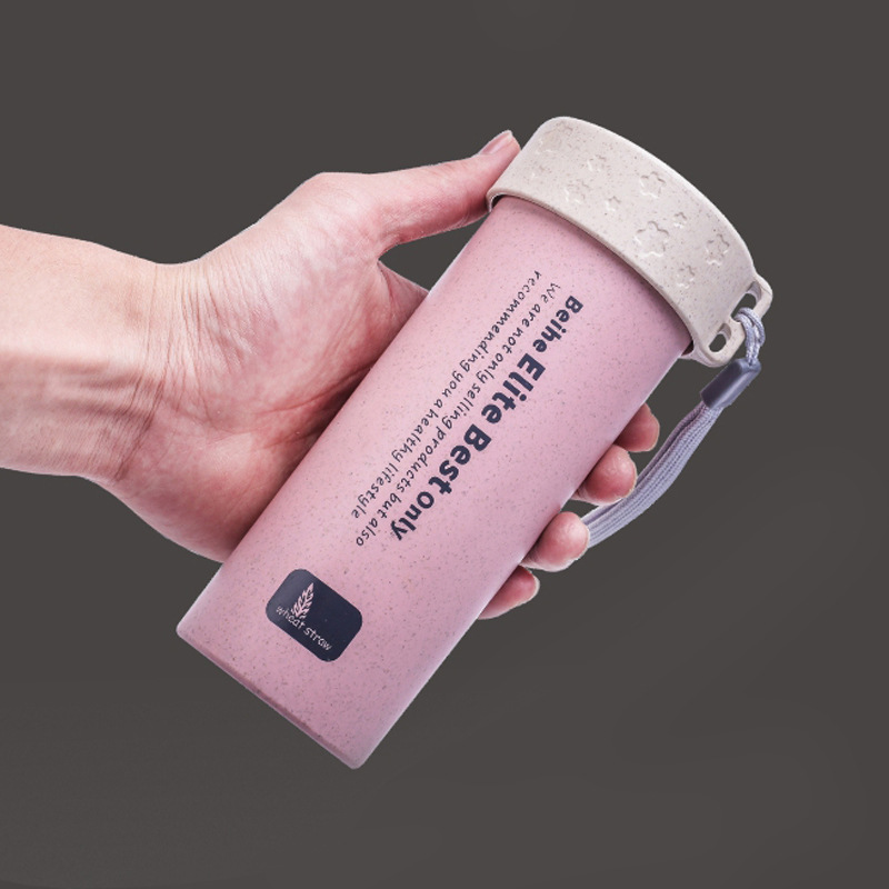 贝合 小麦秸秆产品 创意便携随手杯子水杯带盖水瓶日用百货学生杯