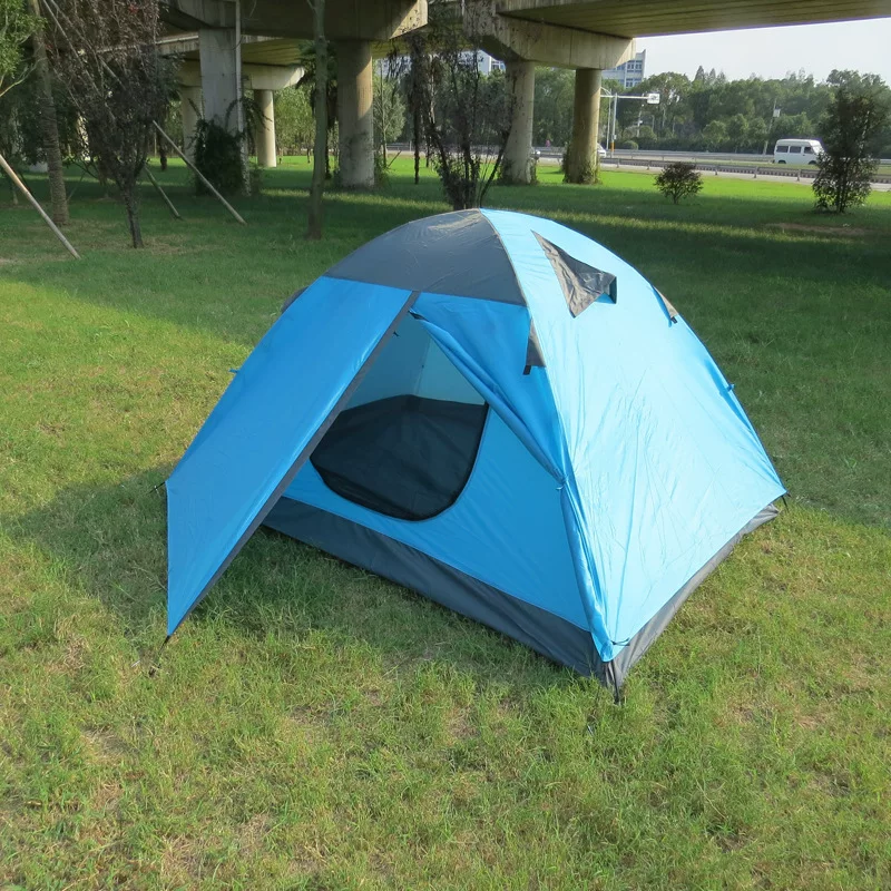 Blue windproof double-layer travel tent for double for beloved
