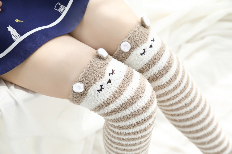 over knee thick warm striped socks  NSFN30495