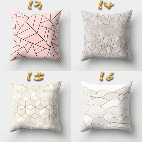 Nordic Marble Car Lumbar Pillow Sofa Pillow Cover Velvet Print Creative Home Office Cushion