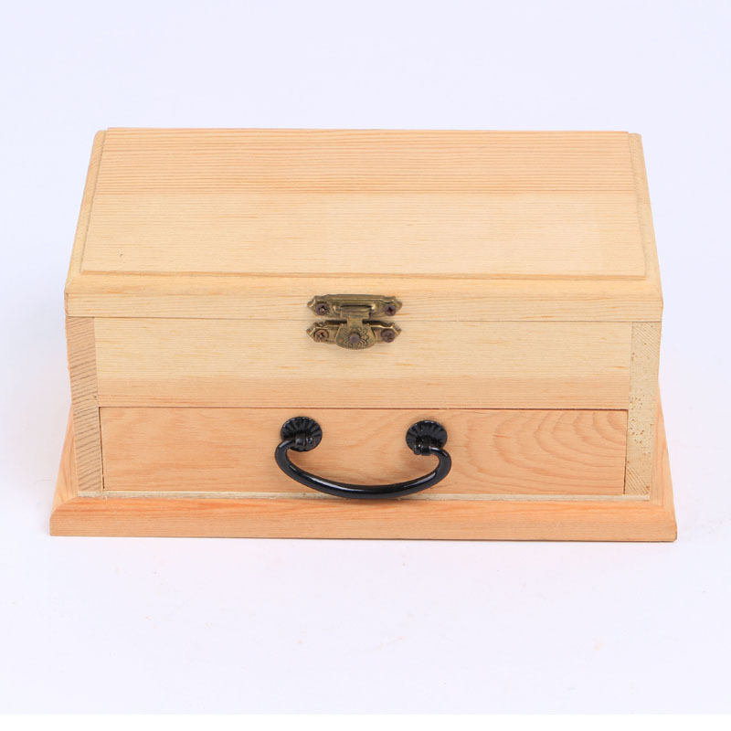 曹县木制品厂家韩国首饰盒 翻盖带盖单层抽屉木质手镯礼盒