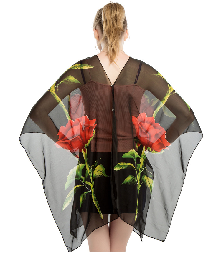 跑江湖丝巾批发 义乌围巾厂家 珍珠扣披肩厂家