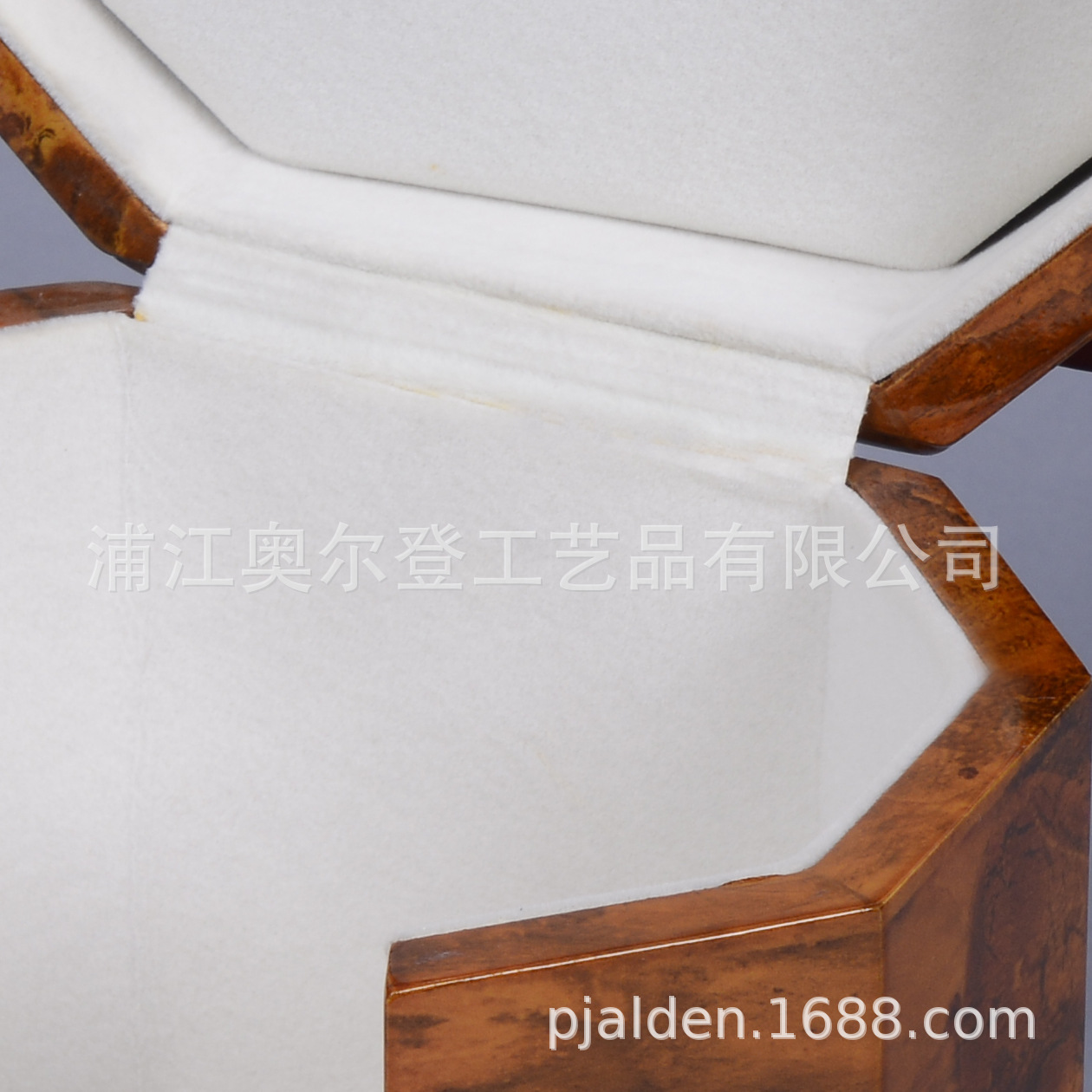 Octagonal flip lid split-opening wooden box packaging, lacquered and printed wooden wine box wholesale, essential oil wooden box customization detail image 4