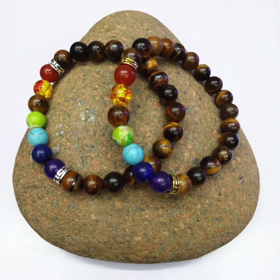 Factory direct sales of seven-chakra Tiger's Eye stone bracelet Yoga energy bracelet DIY Seven-color natural stone combination bracelet detail image 5