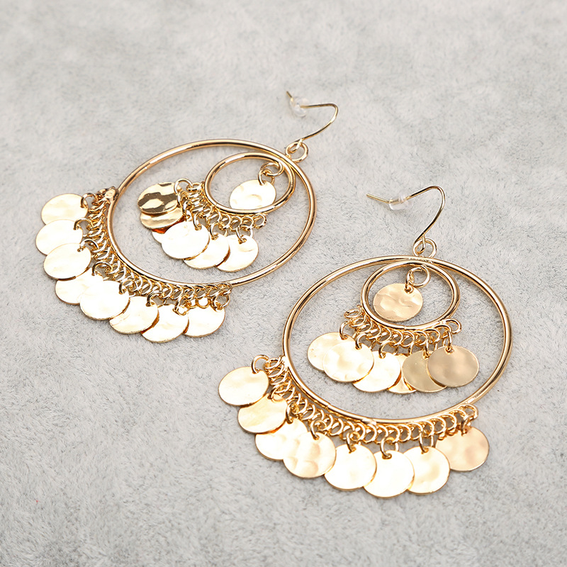 1 Pair Ethnic Style Sequins Plating Alloy Drop Earrings display picture 4