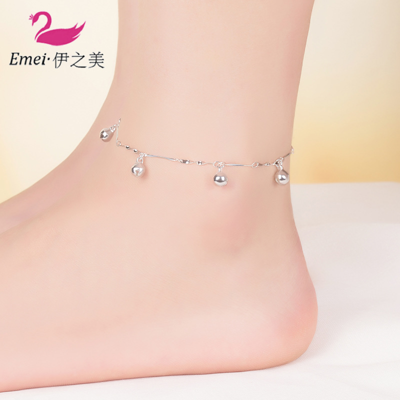 new pattern Silver anklets lady Rhinestone Anklet fashion Ethnic style Ladies Small bell Anklet Silver Source of goods Jewelry