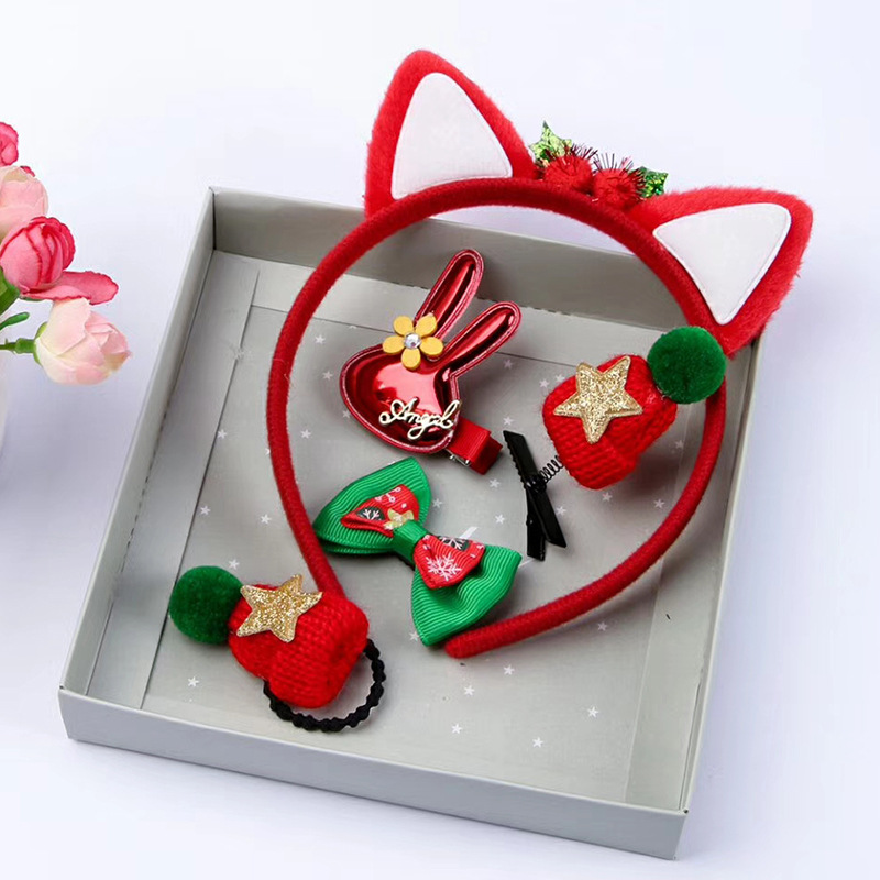 2020 New Creative children's Christmas hair accessory set, trendy and personalized spectacle frame, hair clip, leather band, hair band wholesale detail image 7