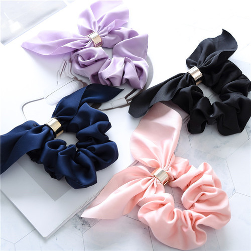 Japanese and Korean version of new cross-border large intestine ring hair rope rabbit ears knotted floral fabric ring women's hair accessories wholesale manufacturer