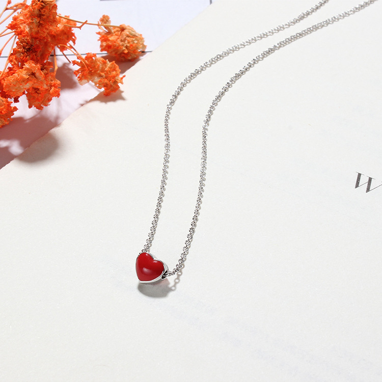 1 Piece Simple Style Heart Shape Alloy Copper Enamel Womenu0027S Necklace