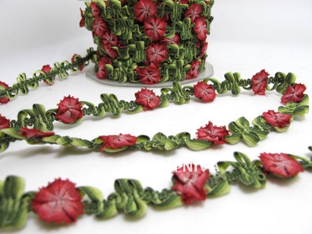 怩娃|12mm小花帶|尼龙扇形花朵|雪纱花|丝带花|织带花|装饰花