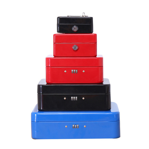 Manufacturer's thick metal money box portable money box with lock cash box cash box organizer extra large one piece drop shipping