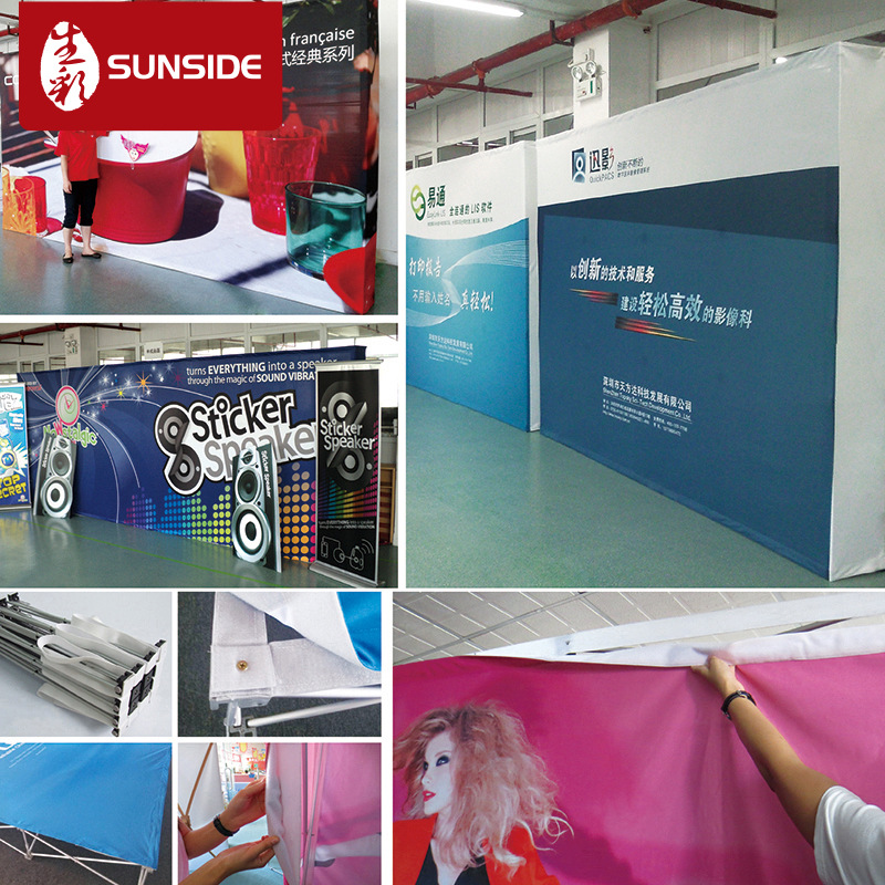 厂家供应可折叠3x3M魔术贴背景布 商场展会拉网展架可定制