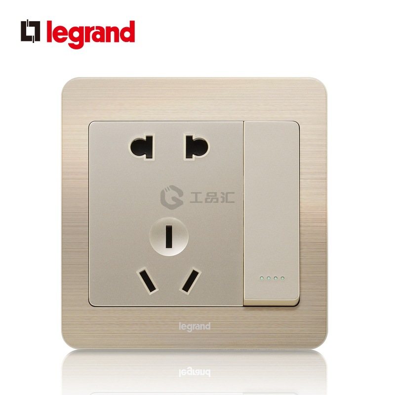 罗格朗 逸典/10A连体带开关二三插/细金纹；V8/15/10USL-C1