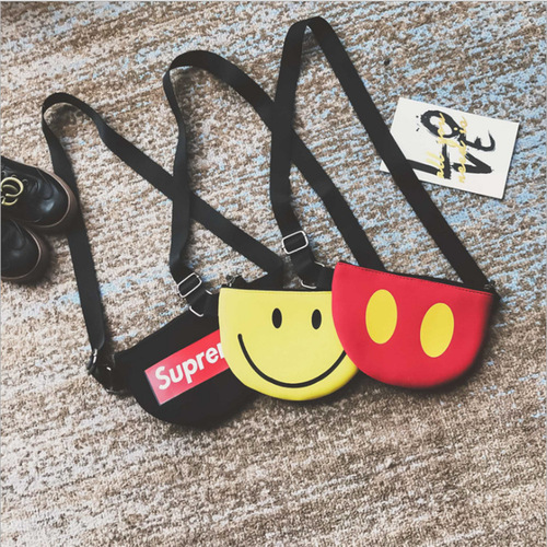 Girls' Bags Korean Style Children's Crossbody Small Bags Smiling Face Canvas Mini Purse Baby Waist Bag Manufacturer