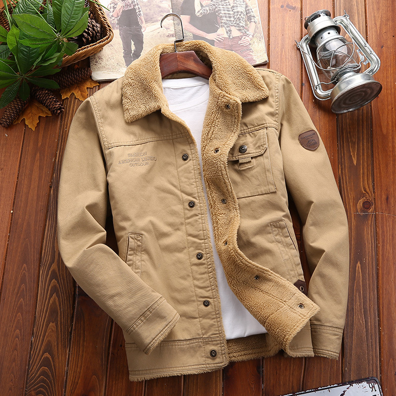 Autumn Jacket Men's Lapel Youth Spring and Autumn Corduroy Korean Fashionable Handsome Loose Workwear Jacket Top