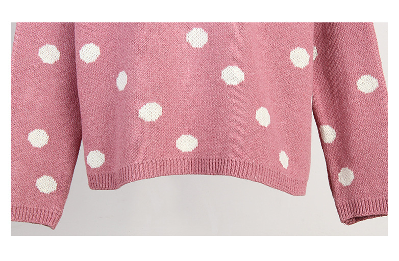 Fashion Polka Dot Casual Loose Long Sleeve Sweater   NSJR36761