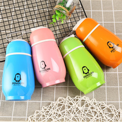 創意糖果色企鵝杯 卡通兒童不鏽鋼保溫杯 印刷logo禮品保溫水杯