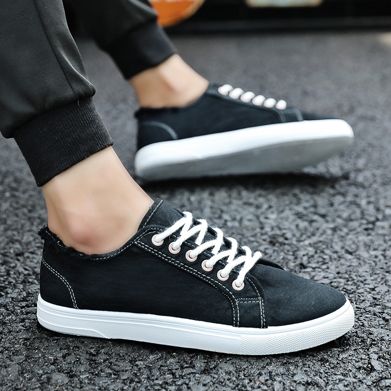 Youth Fashion Canvas Shoes That Can Be Worn In All Seasons,Men's Korean Style Solid Color Lace-up White Shoes,Men's Casual And Versatile Men's Shoes