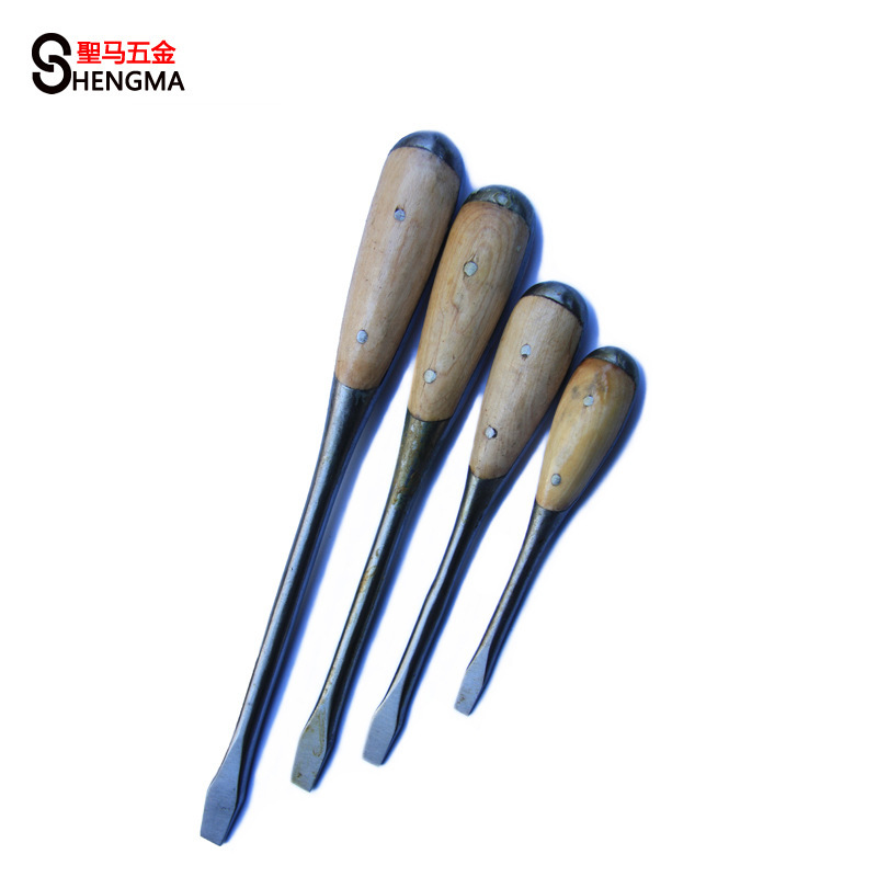 【圣马五金】木柄螺丝刀 螺丝批 起子 一字 夹柄 敲击 7-11mm