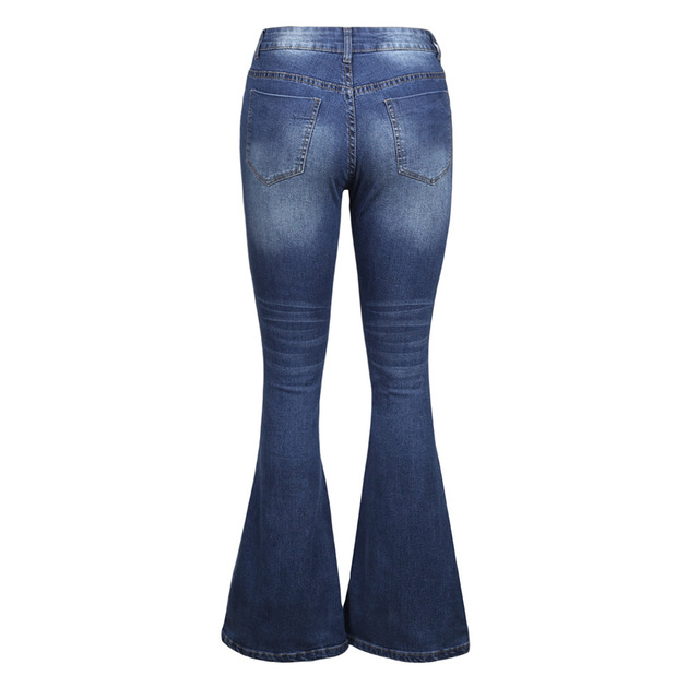 Long pants new large size thin straight knee holes Blue Bell jeans