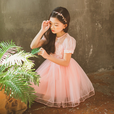 Mùa hè trẻ em mới của ca cao Hàn Quốc cô gái công chúa váy trẻ em bong bóng tay áo trẻ em ăn mặc sợi váy