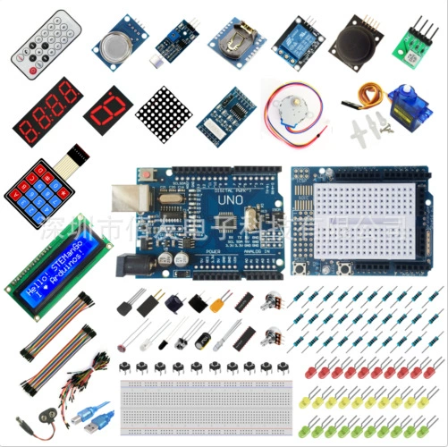 Стартовый набор UNO LCD1602, сервопривод, RTC, датчик, шаговый двигатель, реле