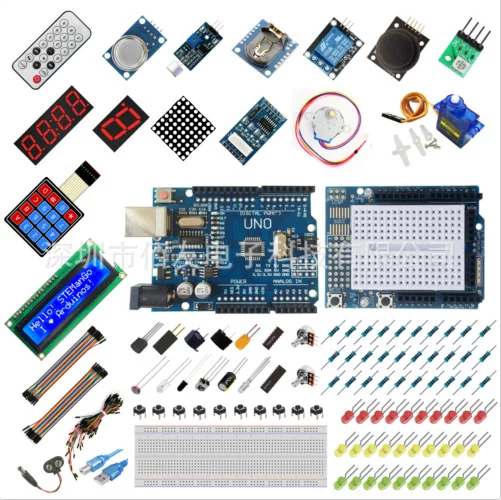 Стартовый набор UNO LCD1602, сервопривод, RTC, датчик, шаговый двигатель, реле