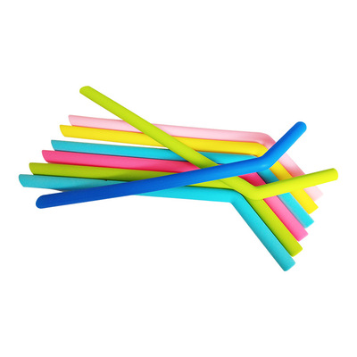 亚马逊定制硅胶吸管 可循环使用弯管 彩色吸管 硅胶软管|ms