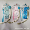 Blue gloves with pigtail, Christmas set, magic wand for princess, “Frozen”, with snowflakes, 4 piece set