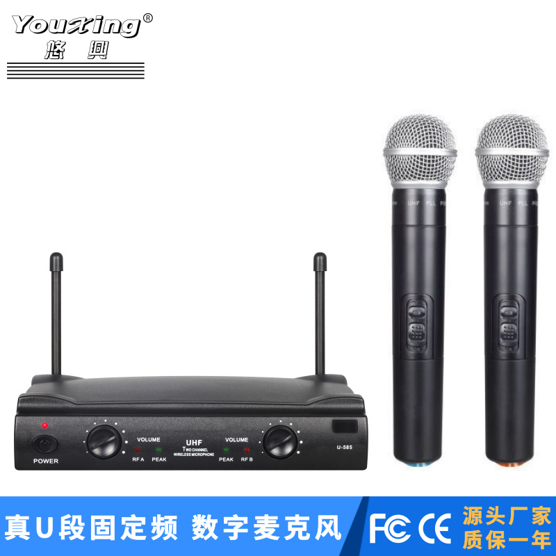 Wireless Enping Microphone One to Two Home KTV Karaoke Solid U Professional Microphone Factory Supply