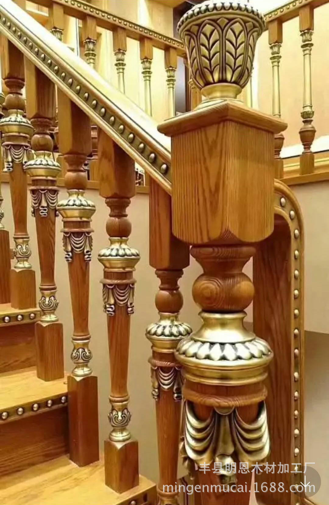 实木烤漆楼梯柱子-金属圆形复式架梁，无需水泥基础