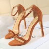 European and American fashion sexy women’s sandals thin heel super high heel suede open toe one line with summer high he