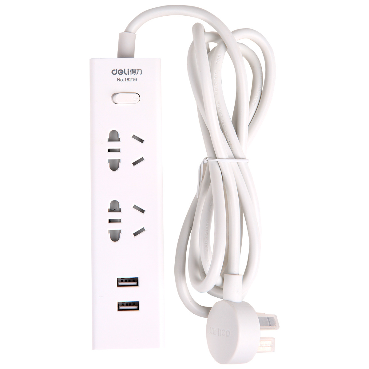得力插座18216电源插线板拖线板1.8米插排接线板4孔 USB接口插座