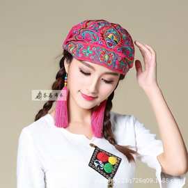 中国民族风刺绣花帽子头巾旅游帽复古包头帽杨丽萍同款女士帽